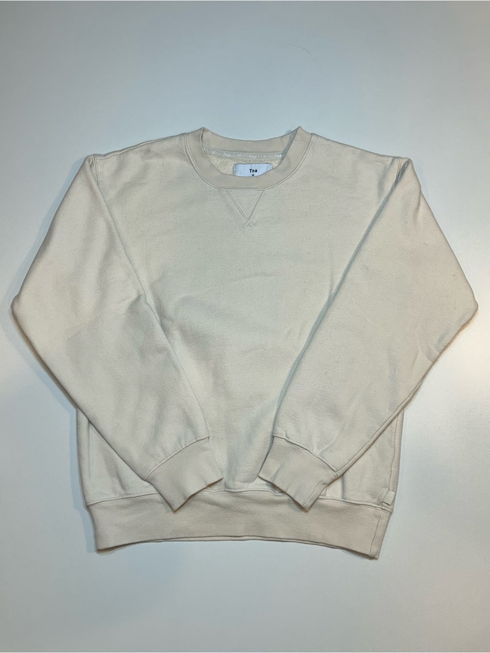 TNA Aritzia Fleece Crewneck Sweatshirt Cream Ivory Pullover - Picture 1 of 6